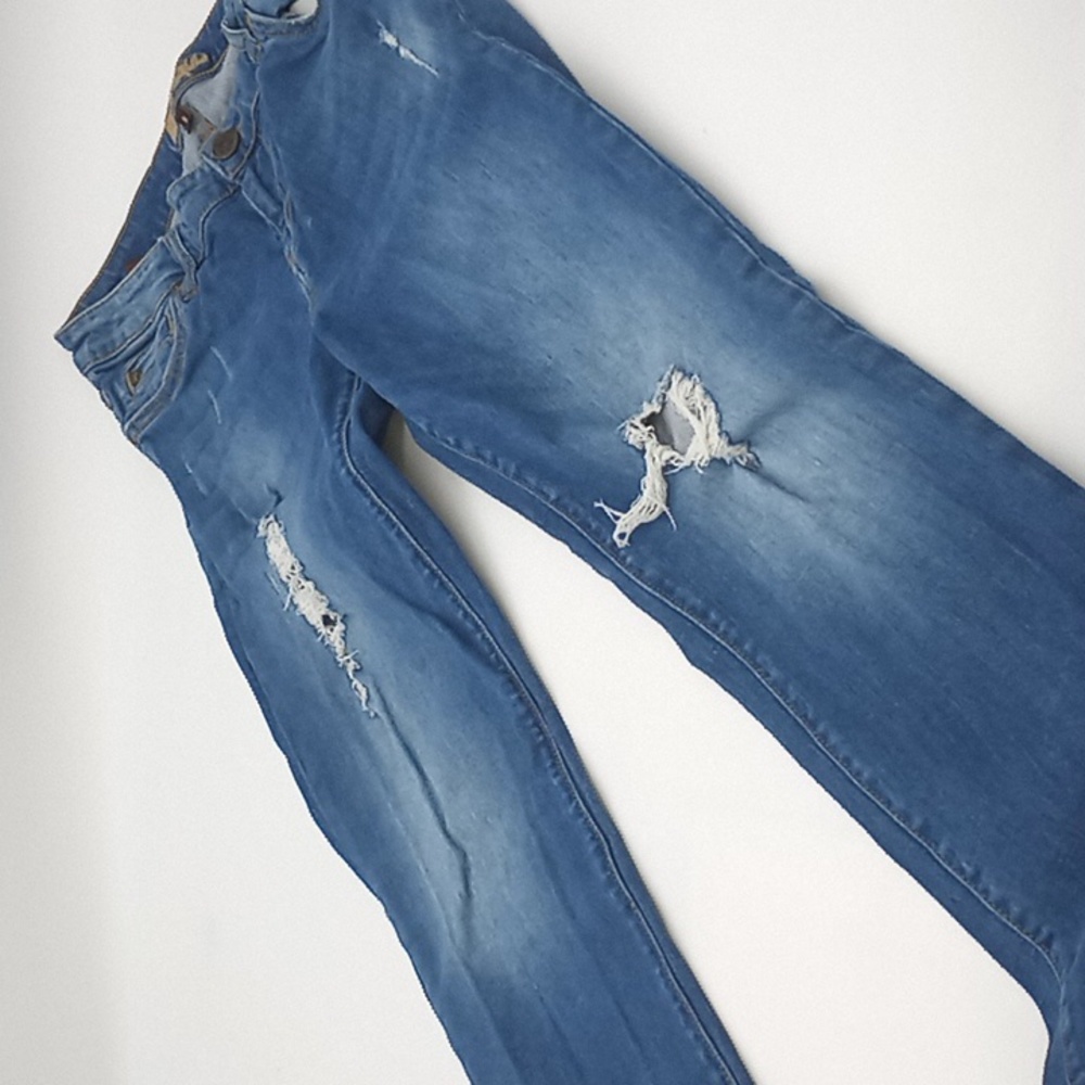 KUT from the Kloth Distressed Straight Leg Jeans Blue 8